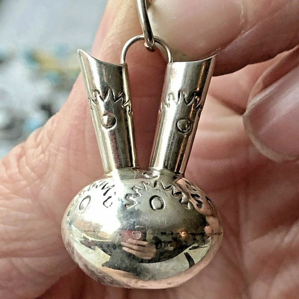 Mini Wedding Vase Navajo Pendant Stamped Signed WKW Native Charm‎ Sterling
